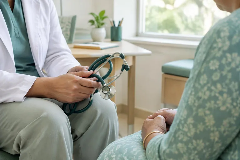 AI-generated illustration of a doctor consulting with a patient about general medical care